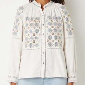 Antik Batik Joana Cotton Crepe Blouse in Cream